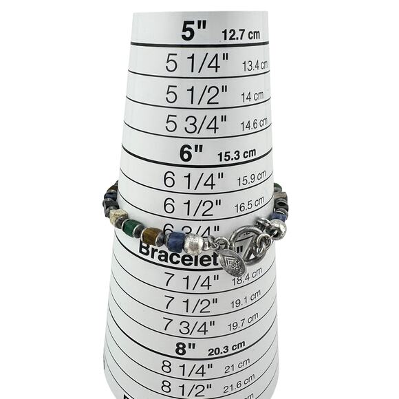 Silpada 925 Sterling Silver Semi Precious Gemstone Cube Retired 6.75" Bracelet - Picture 4 of 7